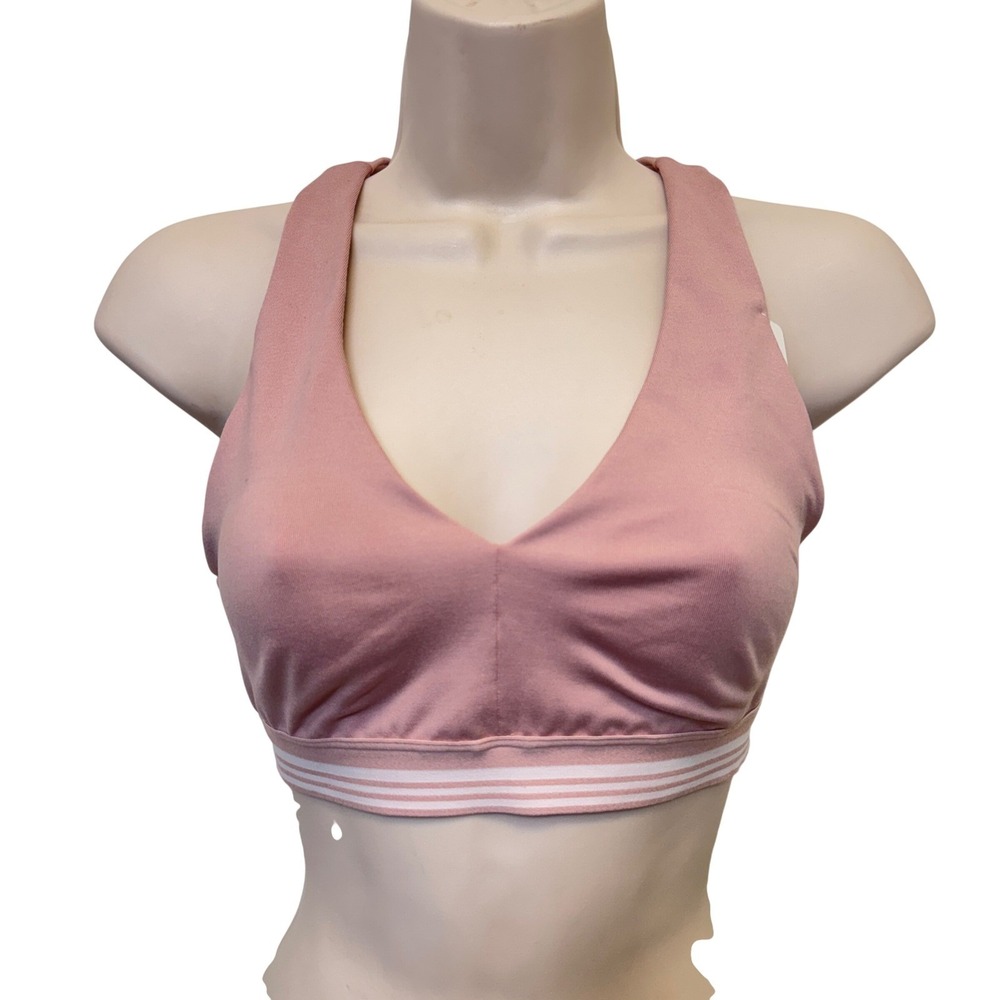 b.tempt'd Bralette M Pink Racerback Striped Band Wireless Balletcore Yoga